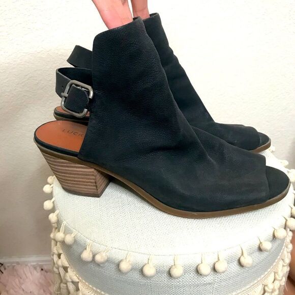 Lucky brand open toe ankle‎ booties 8.5 - Picture 1 of 7